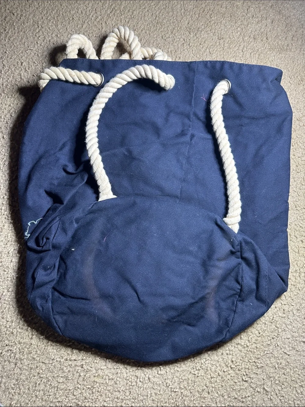 Jean Paul Gaultier Navy Canvas Duffel with Cream Rope Handles